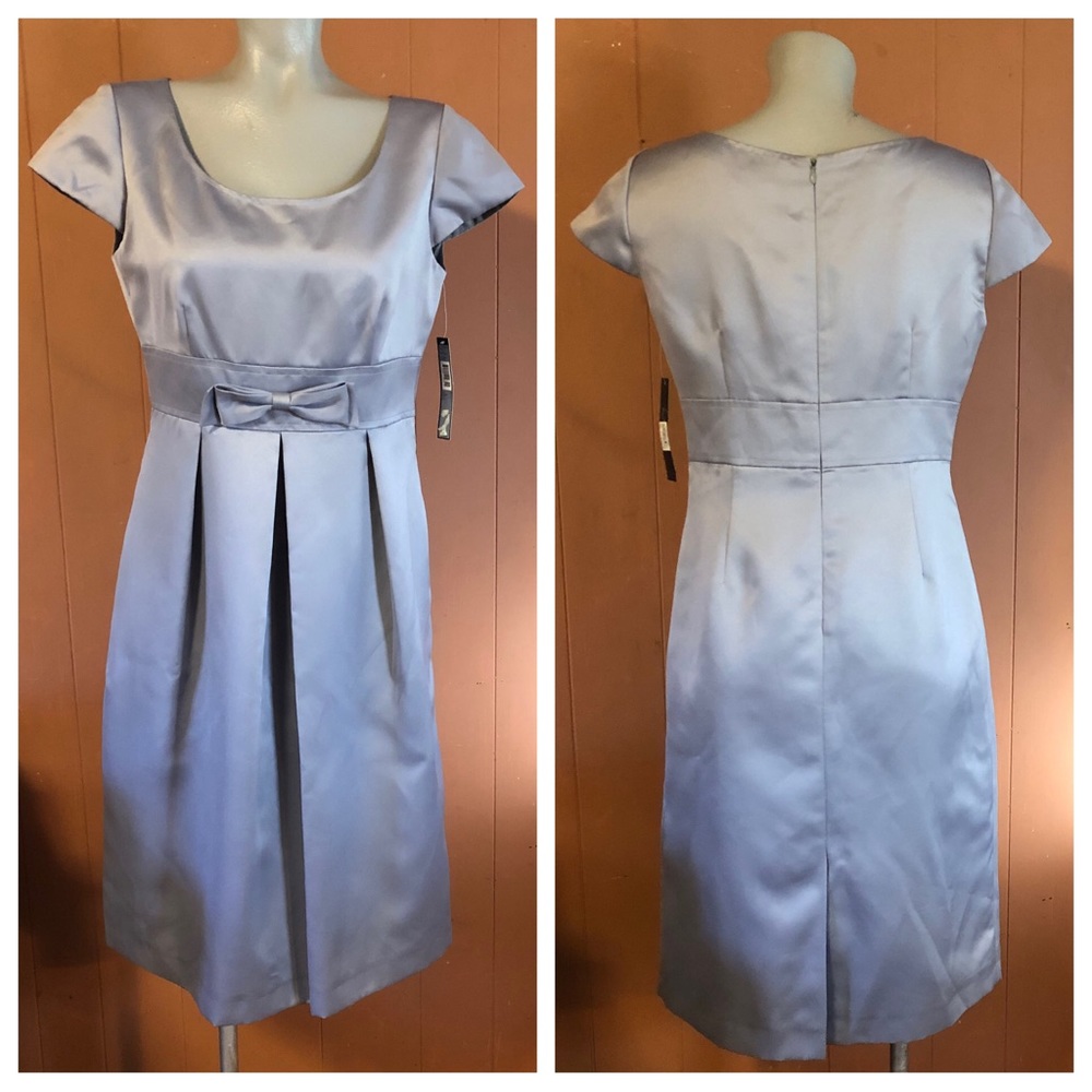 NWT Tahari Pewter Grey Paula Satin Dress 8 - Picture 5 of 15